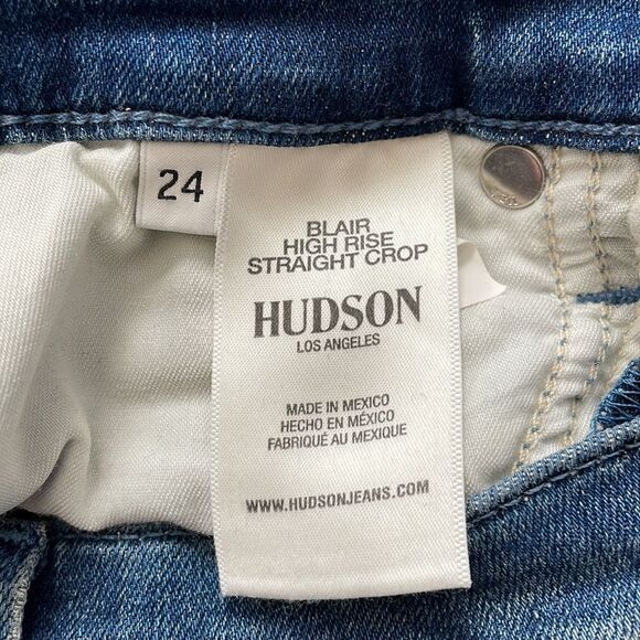 Hudson Blair high rise straight crop distressed jeans size 24 - Picture 6 of 7